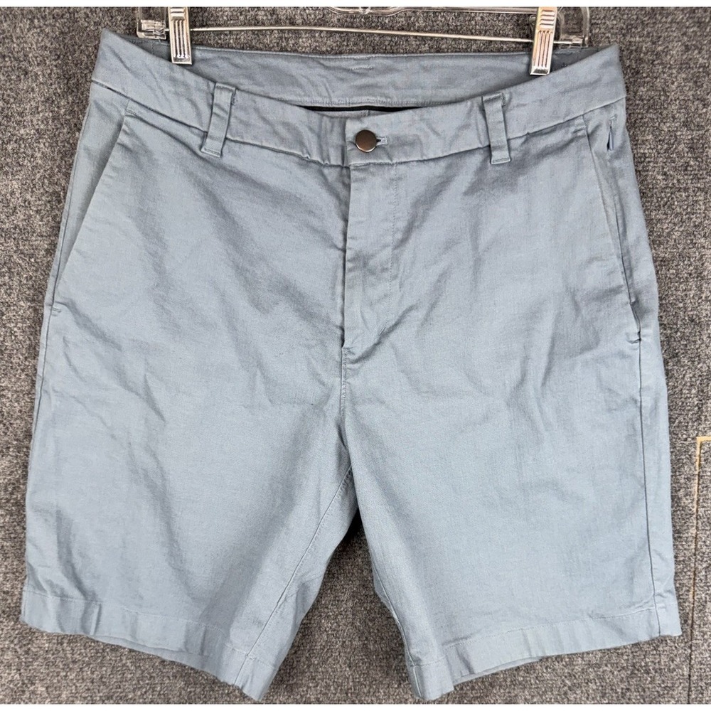 Lululemon Commission Shorts Mens 38 Blue Qwick Oxford 9" Classic Chino M7AUES